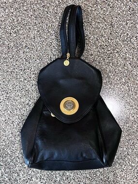 Vintage Gianni Versace Black Leather Backpack Purse 90’s